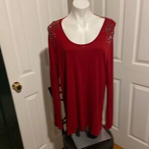 Premise Red Blouse with Elegant Design